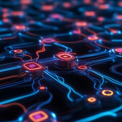 Diverse neural circuits, glowing holograms, digital tech background