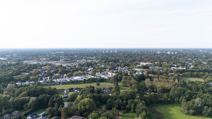 Aerial View of a Lush Green Suburban Townscape