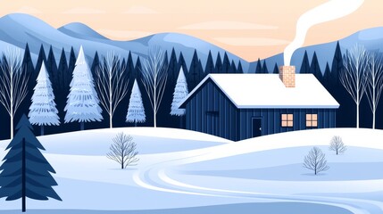 Fototapeta premium Cozy Cabin in the Snow.