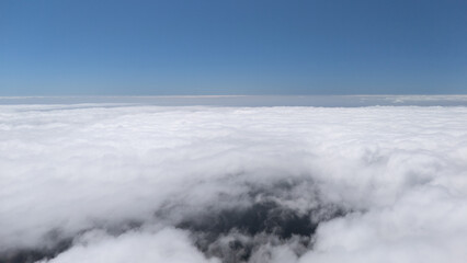 Aerial View of Expansive Cloudscape Under Clear Blue Sky
