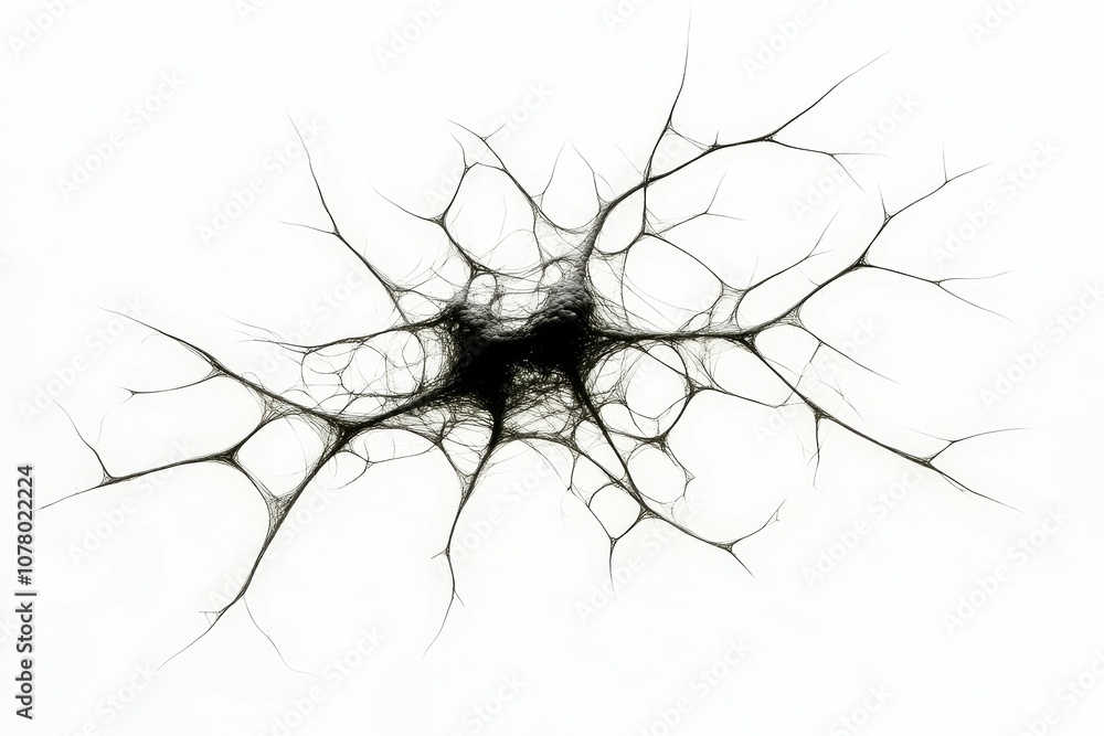 Poster a black web-like abstract pattern.