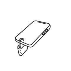 mobile phone locked with padlock illustration in doodle drawing cartoon style