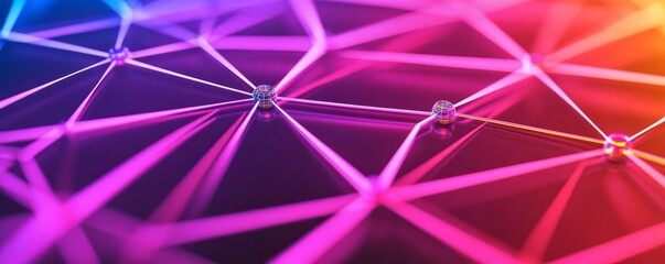 Obraz premium Diverse tech web, holographic nodes, vibrant interconnected flow