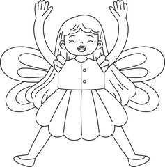 Fototapeta premium Cute fairy outline coloring printable