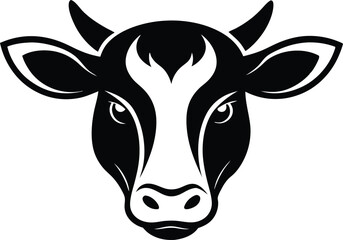 cow head logo silhouette , bull logo , animal logo vector black