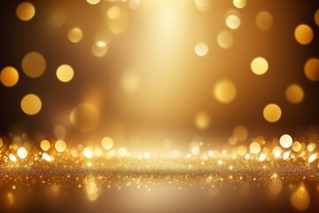 Golden Christmas lights with a glowing bokeh effect and abstract for holiday background