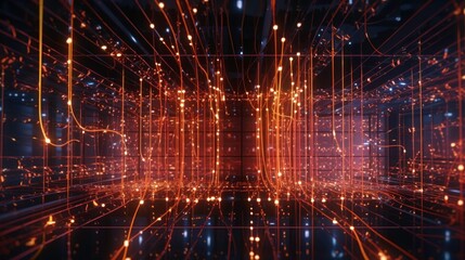 Fototapeta premium Abstract Digital Network with Glowing Lines