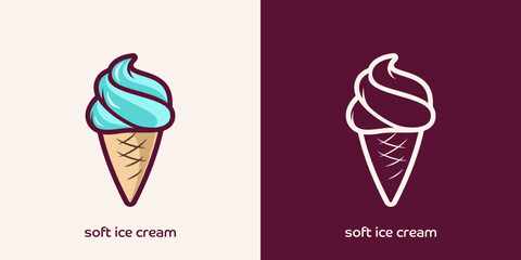 Soft ice cream logo Premium vector illustration