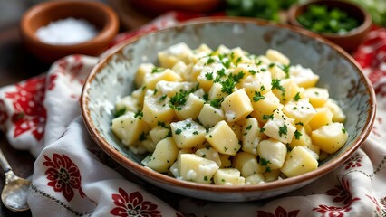 Papas Mayas (Potatoes with Mayonnaise and Herbs, Chilean Cuisine)