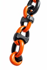 Obraz premium Black and orange chain links on white.
