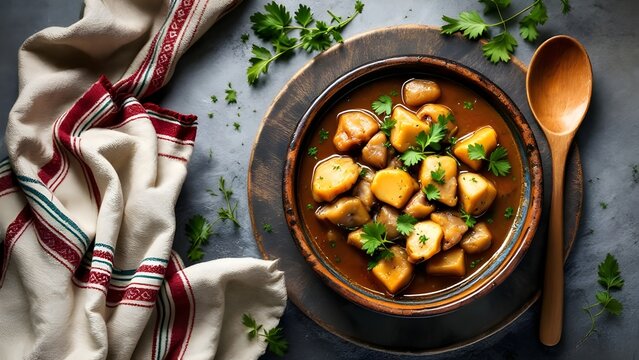 Buchada Tripe Stew with Herbs and Spices (Chilean Cuisine)