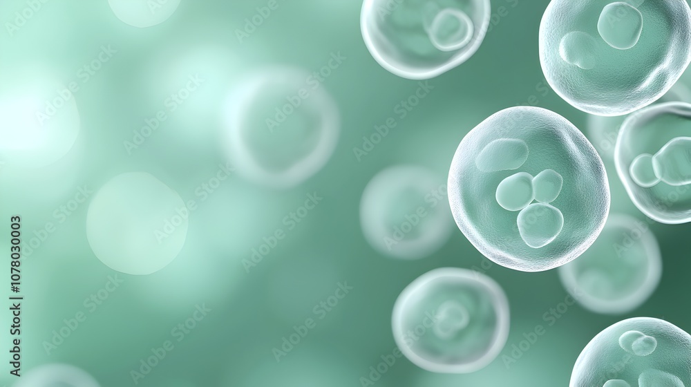 Poster microscopic marvels probiotic bacteria in vibrant greens and blues - close-up of cell structures wit