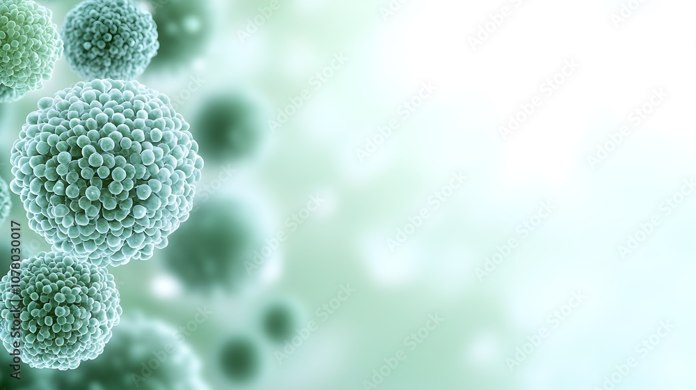 Poster intricate probiotic bacteria clusters in vivid colors - close-up macro photography showcasing cellul