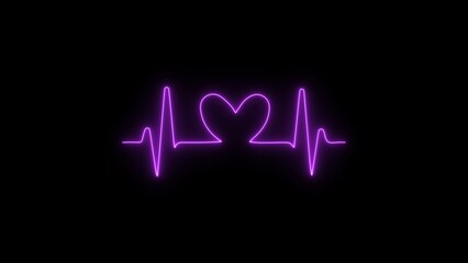 neon glowing heartbeat icon background.Abstract heartbeat and pulse rate signal technology,medical laboratory, cardiology project.