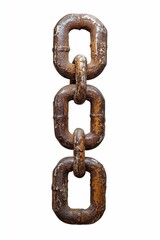 Fototapeta premium Three rusty chain links vertical.
