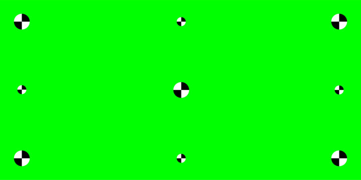 Chroma key green background with alignment markers. Perfect for adding special effects in video footage. Vector illustration for professional use.