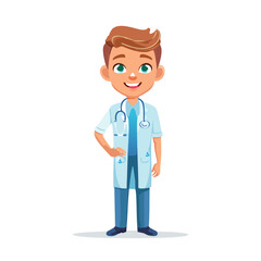 Fototapeta premium Vet Cute Worker Work Job Profession Professional Occupation Cartoon Character 