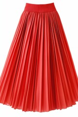 Red pleated skirt isolated on white.