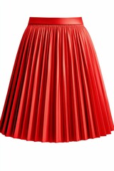 Red pleated skirt isolated on white.