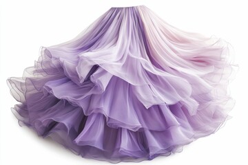 Purple layered tulle skirt isolated.