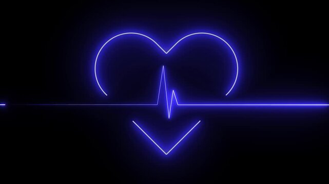 Cardiogram heartbeat pulse rate neon glowing video animation. Emergency ekg monitoring. loop motion animate 4k video footage. Abstract heartbeat.