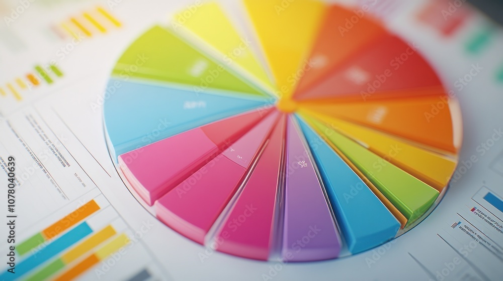 Poster a colorful pie chart illustrating data distribution and analysis.