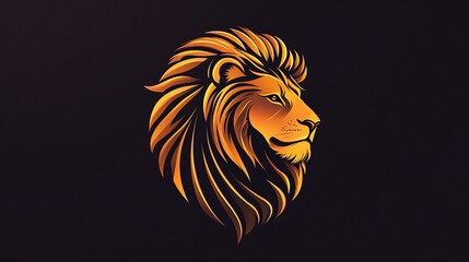 Fototapeta premium Fierce Majestic Lion Logo in Fiery Gold Tones Illustration