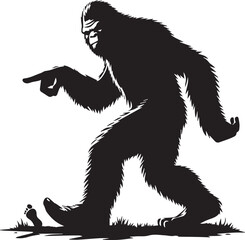 Bigfoot silhouette pointing at something interesting on the ground