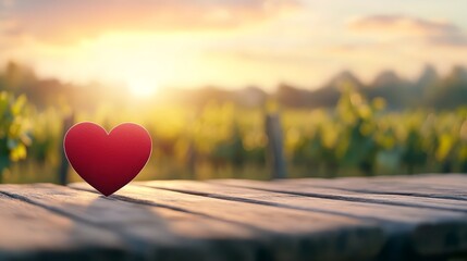 Red heart on rustic wooden table, a symbol of love, romance, and valentine's day