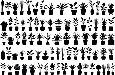 Potted plant silhouette vectors