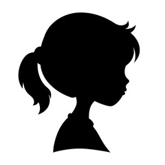 Silhouette of a young girl's profile with ponytail, emphasizing innocence and simplicity