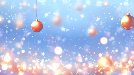 Christmas decoration illustration with gold snowflake, ball, and star on red background