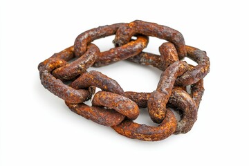 Rusty metal chain links in a circle.