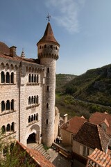 Fototapeta premium Medieval Castle Tower in European Village