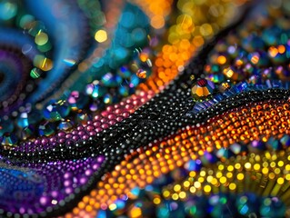 Close-Up of Colorful Beaded Art: A Symphony of Texture and Sparkle