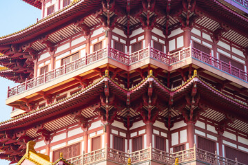 ancient pagoda Chinese buddhist temple on the blue sky