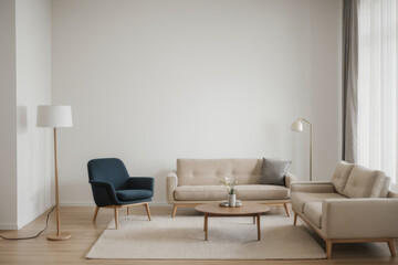 A minimalist living room with a clean and airy aesthetic