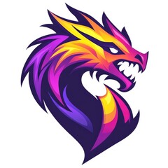 Fiery Dragon Head Profile in Vibrant Gradient Colors