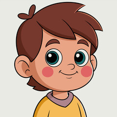 Colorful cartoon illustration of a happy kid in profile view. The child is smiling and looks cheerful.