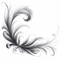 Graceful, feather-like border with soft, sweeping lines and elegant corner patterns. vector