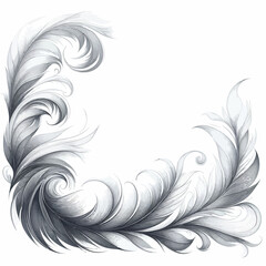 Fototapeta premium Graceful, feather-like border with soft, sweeping lines and elegant corner patterns. vector