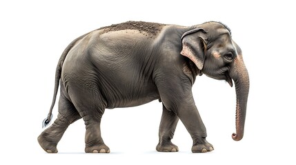 Obraz premium Elephant Walking on White Background