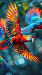 Vibrant Macaw in Flight: A Stunning Display of Tropical Colors