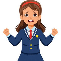 Portrait of angry girl wearing school uniform