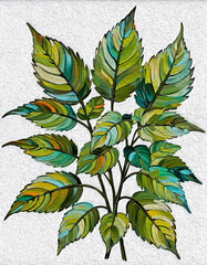 Botanical pattern for printing on wall decorations, covers. Artistic brush strokes.