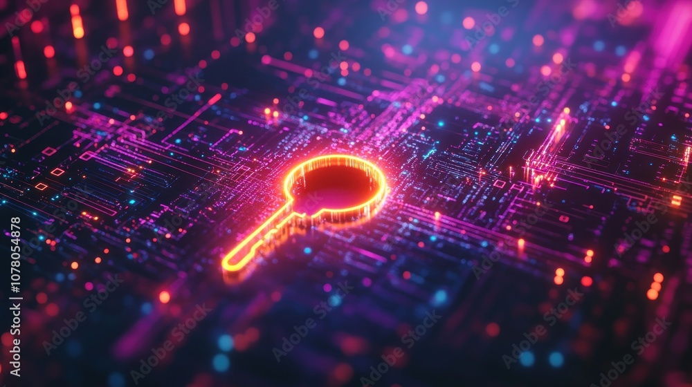 Aufkleber a vibrant digital representation of a key symbolizing cybersecurity and data protection.