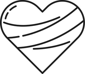 Heart disease and cardiology care line icon. Cardiology medicine and healthcare thin line sign, cardiovascular system medical disease healing outline pictogram or vector symbol wing bandaged heart