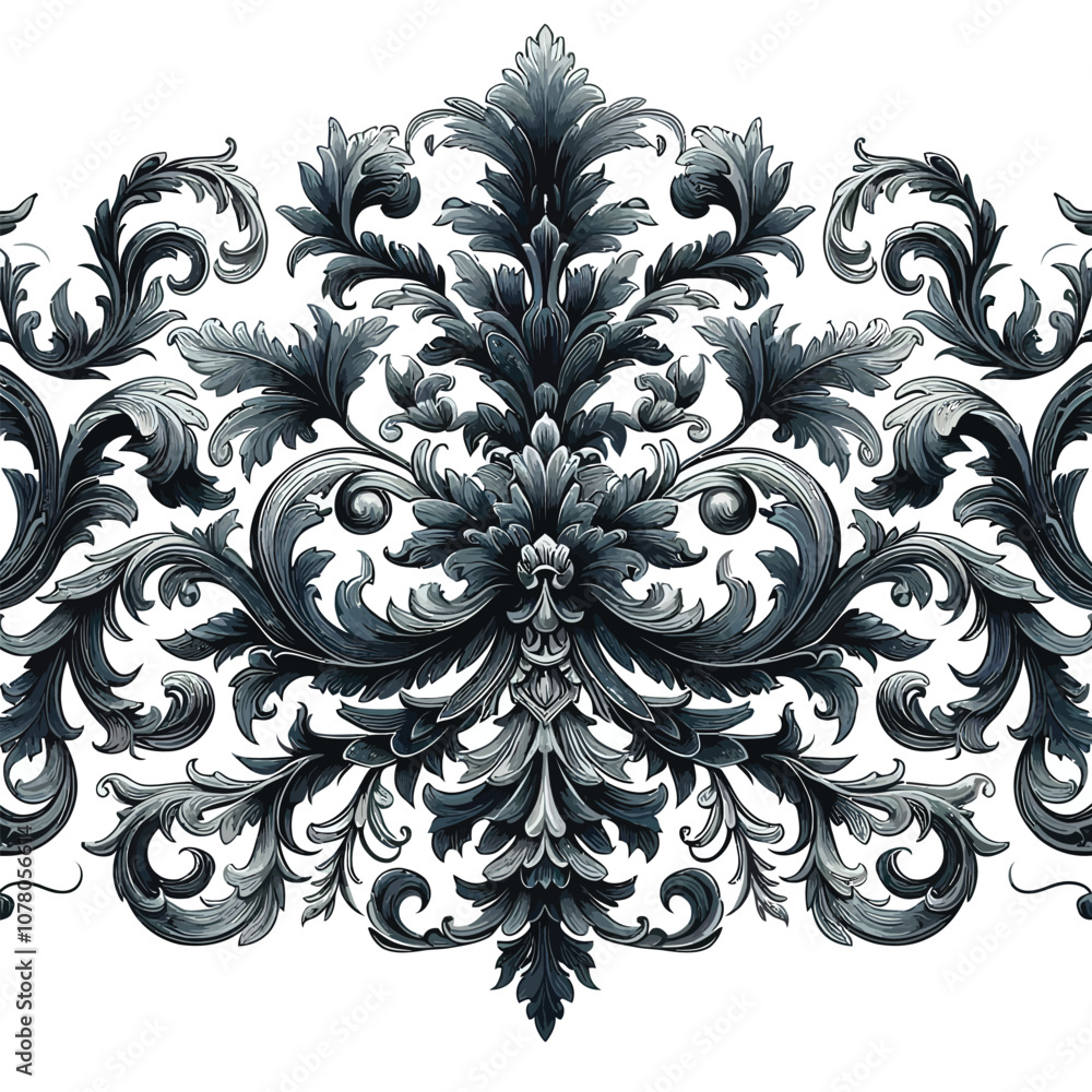 Fototapete regal border with a blend of swirling vines and leaf shapes, adding a touch of sophistication to the