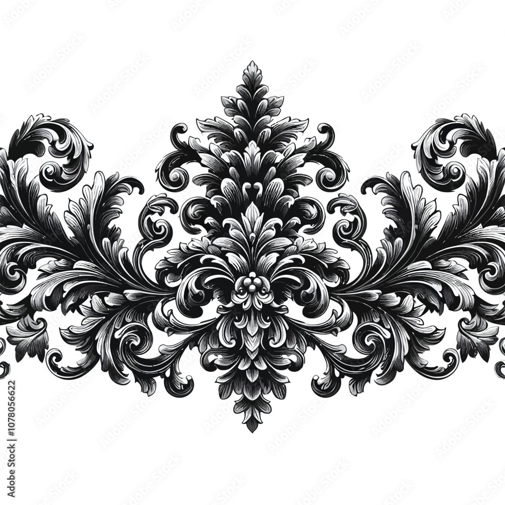 Fototapete regal border with a blend of swirling vines and leaf shapes, adding a touch of sophistication to the