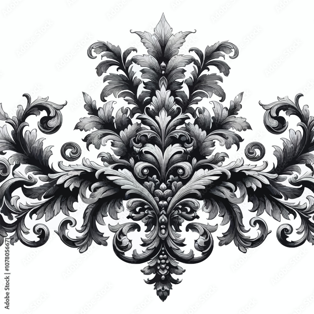Fototapete regal border with a blend of swirling vines and leaf shapes, adding a touch of sophistication to the